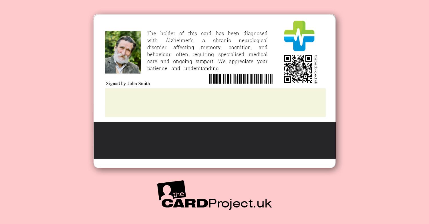 Alzheimer's Premium Photo Medical ID Card  (REAR)